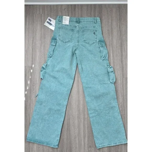 VIP Jeans Teal Green Cargo Straight Leg Size 9 29W - Picture 12 of 14